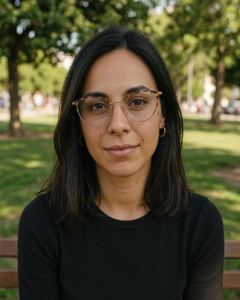 A mesma mulher num jardim