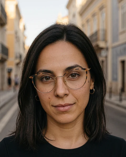 A mesma mulher numa rua de Lisboa